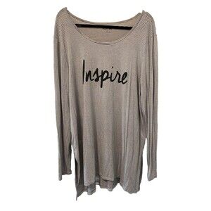 Apt 9 ‘Inspire’ Black‎ White Striped 3/4 Sleeve Sweatshirt Size XXL